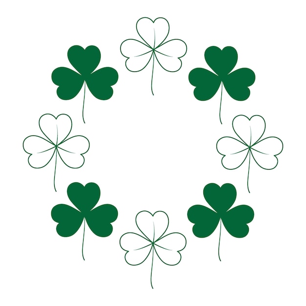 Cadre de trèfle abstrait avec bordure supérieure et inférieure en concept vert à la mode pour le salut de saint Patrick
