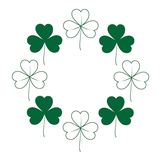 Vecteur cadre de trèfle abstrait avec bordure supérieure et inférieure en concept vert à la mode pour le salut de saint patrick