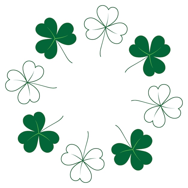 Cadre de trèfle abstrait avec bordure supérieure et inférieure en concept vert à la mode pour le salut de saint Patrick