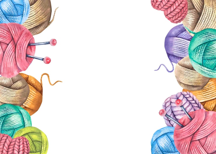 Vecteur cadre de tricot aquarelle