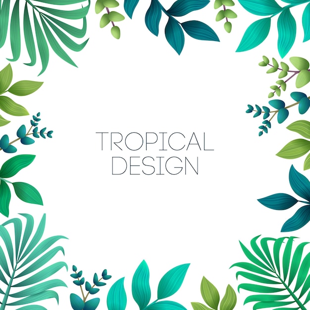 cadre tropical avec des feuilles de palmier exotiques