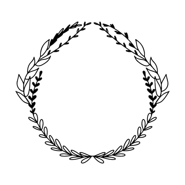 Cadre vectoriel dessiné à la main Couronne florale avec des feuilles pour mariage et vacances Élément décoratif
