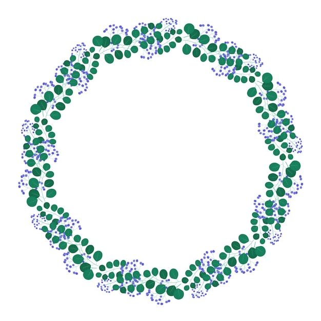 Cadre vectoriel avec éléments floraux et végétaux