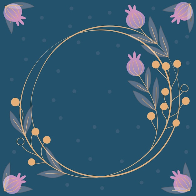 Cadre vierge décoré de formes abstraites modernisées, fleurs et feuillage, bordure moderne vide