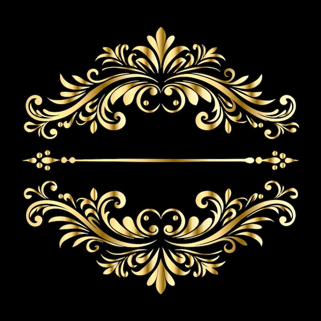 Cadre vintage doré dans le style baroque Élément orné pour la conception Illustration vectorielle
