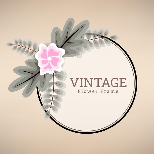 Vecteur cadre vintage fleur rose