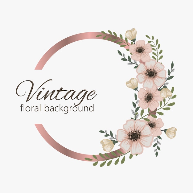 Cadre Vintage Avec Des Fleurs