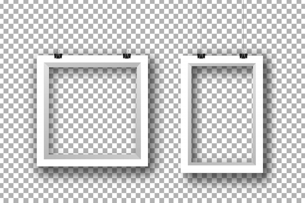 Cadres Blancs En Papier Réaliste Sur Fond Transparent Pour La Décoration Et L'identité D'entreprise.