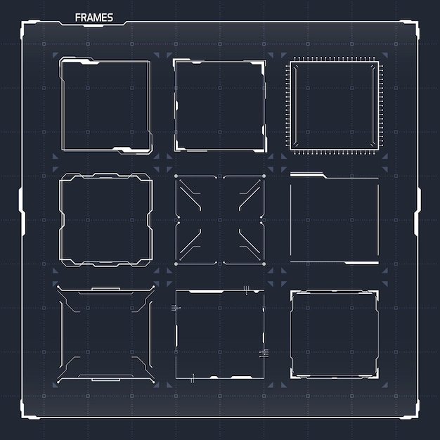 Vecteur cadres carrés scifi ui