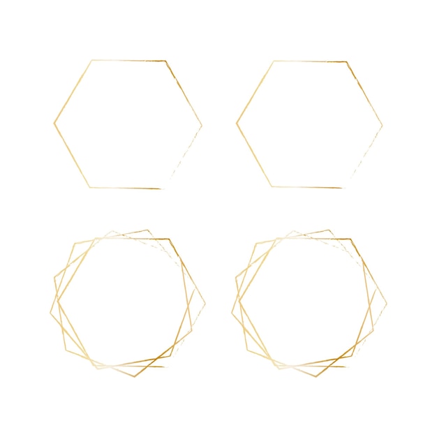 Vecteur cadres dorés géométriques cadres vintage polygonaux pour modèle d'invitation