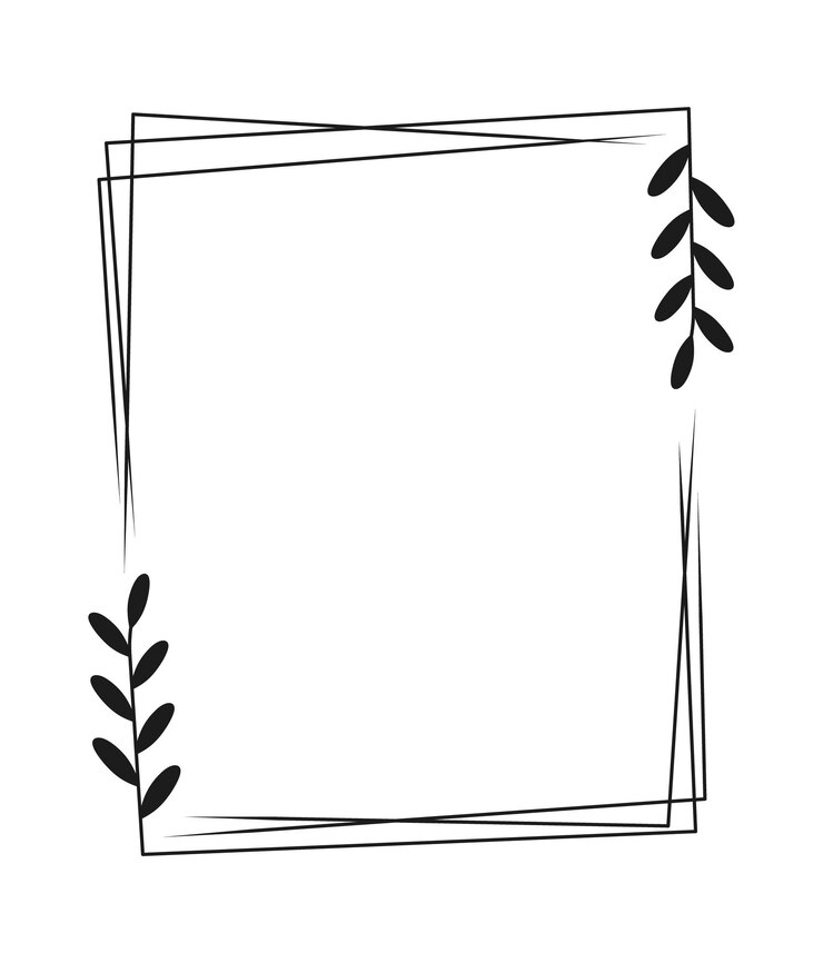 Vecteur des cadres élégants avec des fleurs et des feuilles dessinées à la main, des modèles de conception en style linéaire, un fond vectoriel.