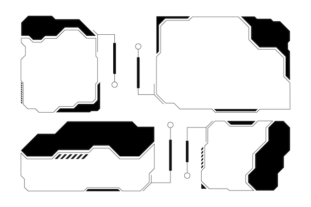 Les cadres HUD de science-fiction futuristes ont mis en place des éléments de mise en page de l'interface numérique Cyberpunk