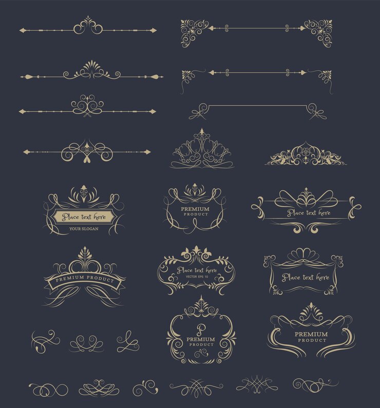Vecteur cadres ornés et logos de luxe