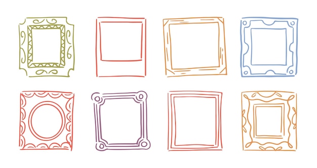 Des cadres photo Doodle avec des tourbillons et du décor