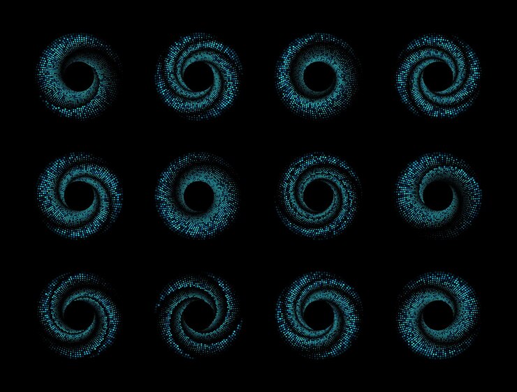 Cadres pointillés circulaires demi-teintes Élément de design vectoriel à des fins diverses