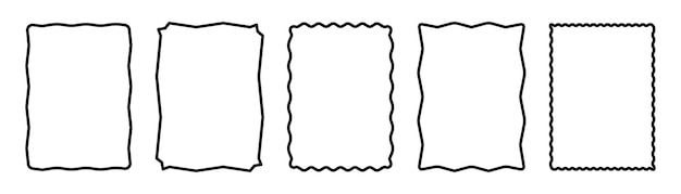 Cadres rectangulaires avec des bords ondulés définis style minimaliste pour le texte étiquette image vecteur