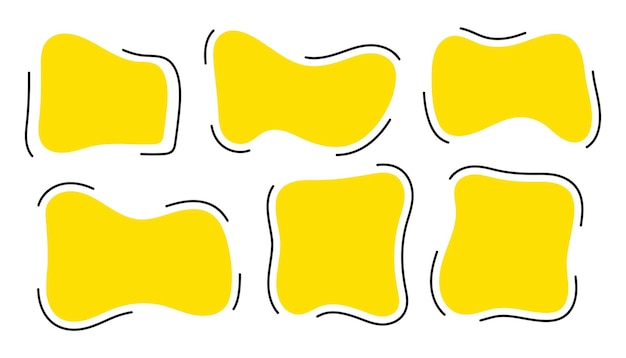 Cadres de texte de forme organique Ensemble vectoriel de bulles de parole jaunes abstraites