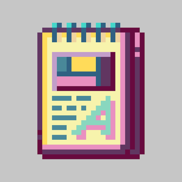 Cadron d'art à pixels avec un A sur la page
