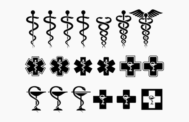 Vecteur caduceus medical snake logo vector est un ensemble d'icônes de modèles