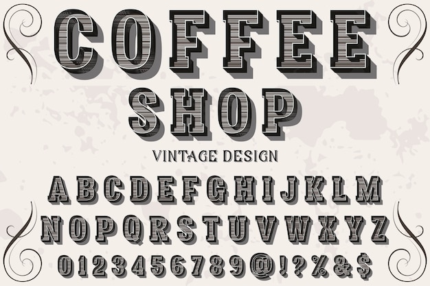 Vecteur café artisanal vintage font