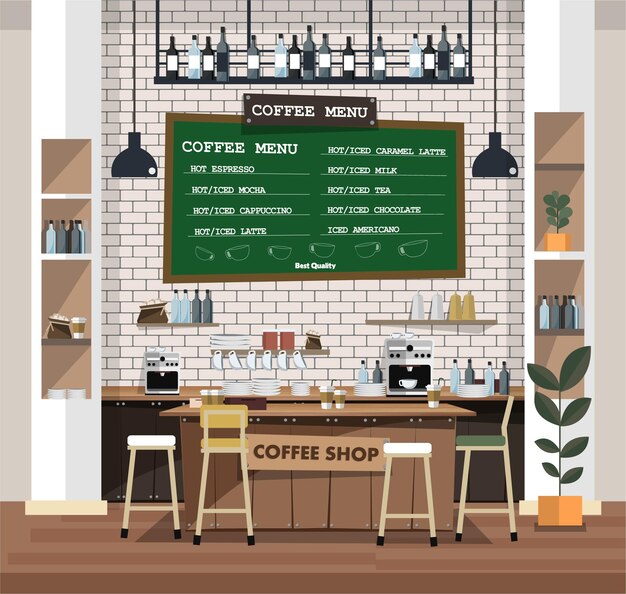 Café-bar Café-restaurant Illustration De Style Plat Vecteur Eps 10