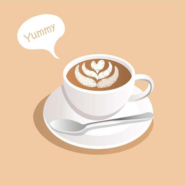 Café cappuccino boit une tasse de café avec cuillère petit déjeuner café avec lait chocolat chaud