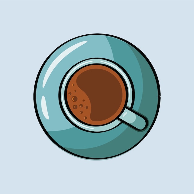 Vecteur café chaud dans un vecteur d'illustration de tasse en céramique bleue