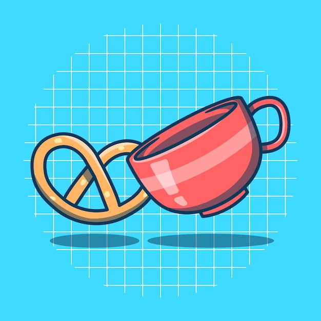 Café Et Gâteau Coeurs Vector Illustration Style Cartoon Plat