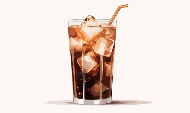Café glacé style vectoriel isolé avec illustration de fond transparente