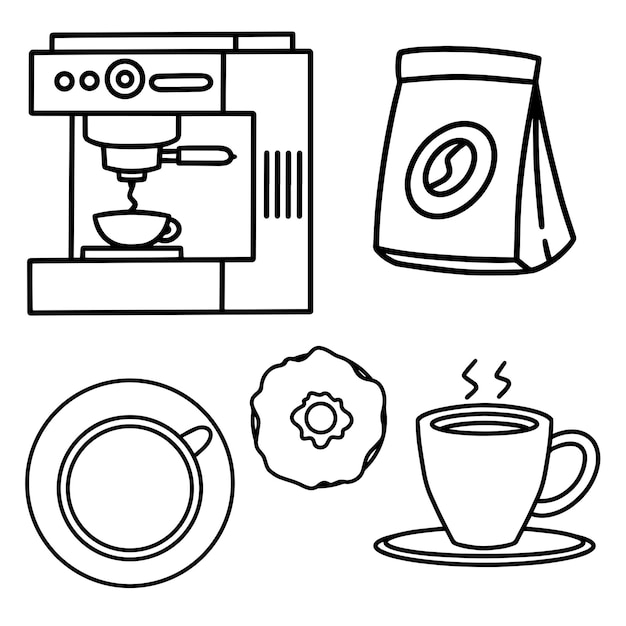 Vecteur café, illustration, contour, style