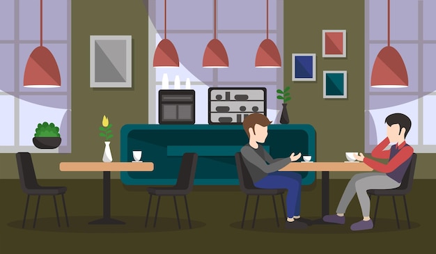 Café intérieur Image d'arrière-plan Illustration vectorielle