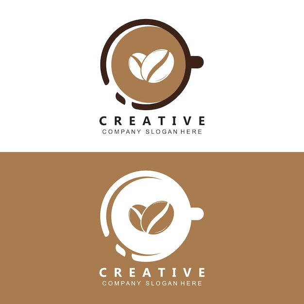 Café Logo Vector Caféine Boisson Symbole Avec Café Couleur Brun Design Pour Restaurant Café Et Bar