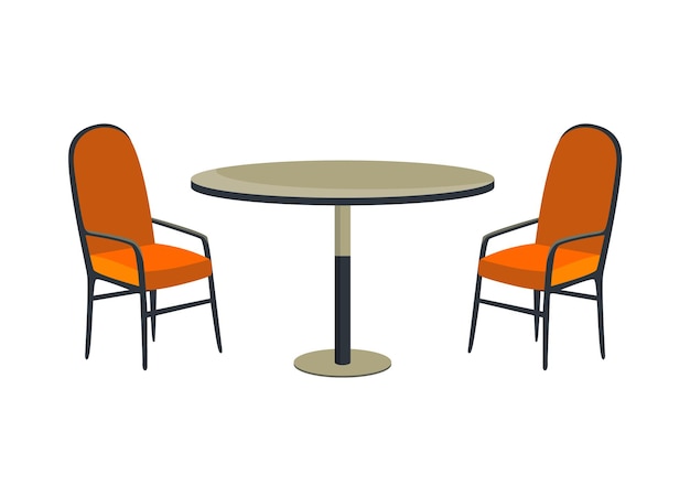 Vecteur café et mobilier de jardin table et chaise isolé sur fond blanc