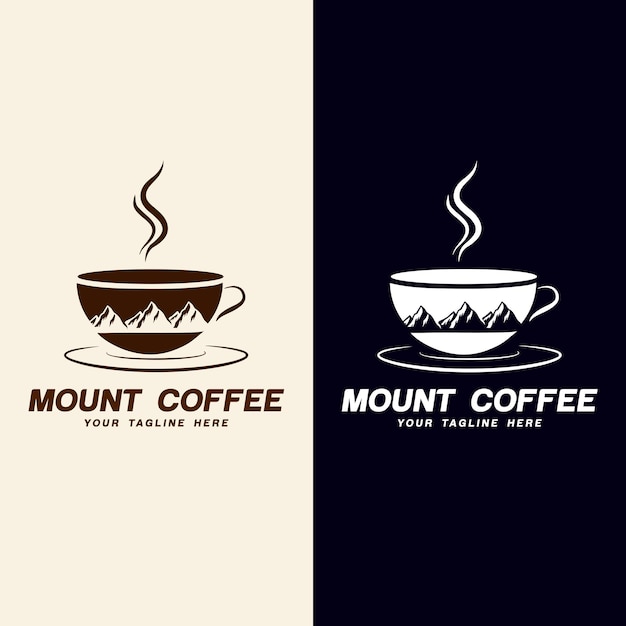 Vecteur café de montagne logo design vecteur art café-restaurant