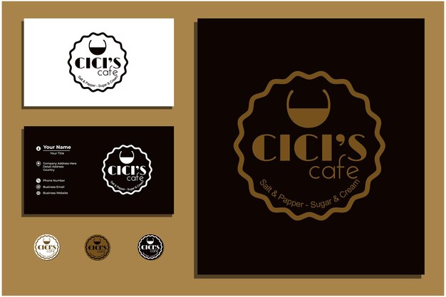 Café Et Restaurant Logo Vecteur Avec Carte De Visite