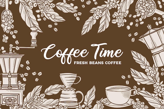 Café vecteur éléments vintage dessinés à la main