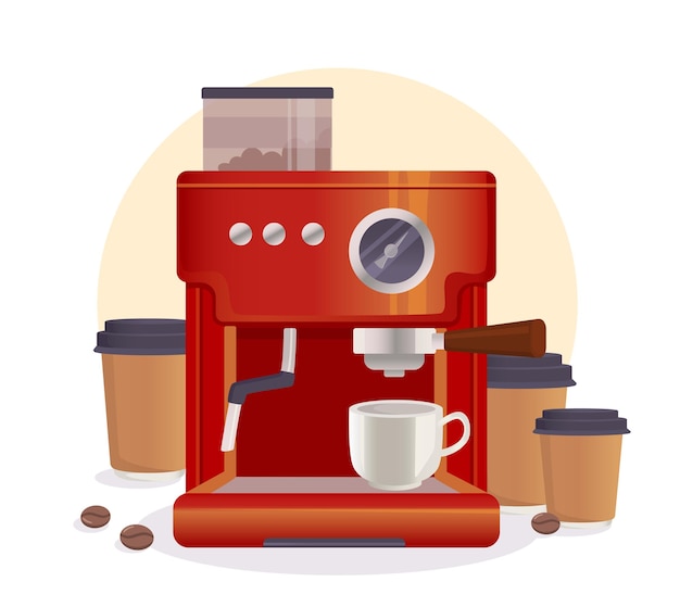 Cafetière avec concept de tasses