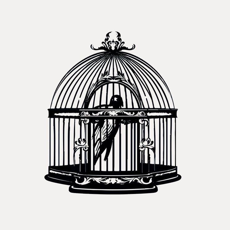 Vecteur cage à oiseaux vintage avec oiseau