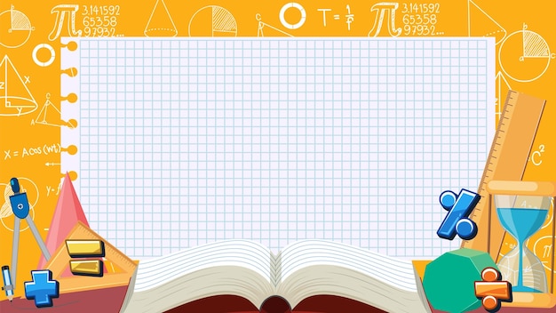 Cahier d'outils mathématiques avec bannière de fond vierge
