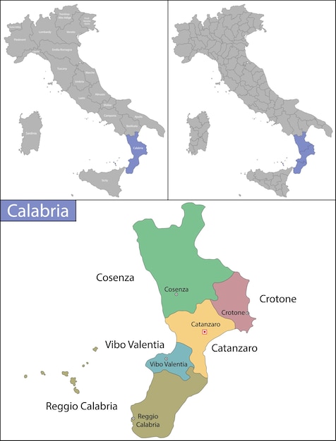 Vecteur la calabre est une région du sud de l'italie