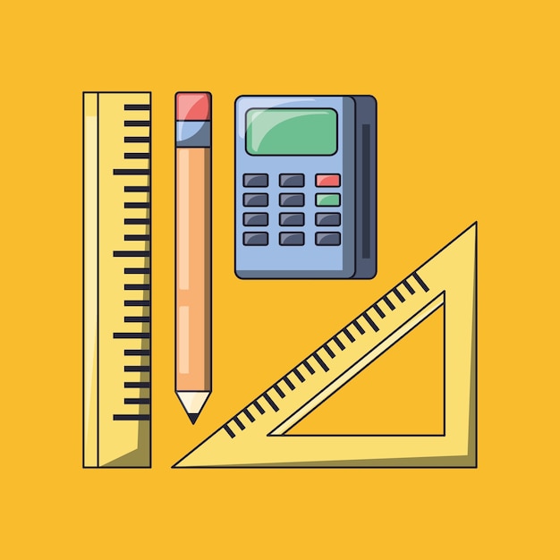 calculatrice avec règles et crayon