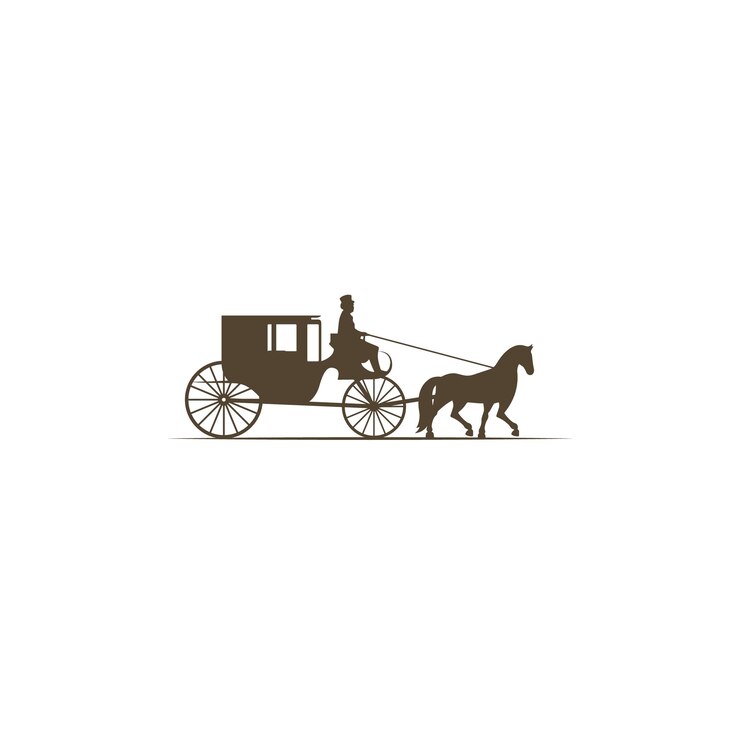Calèche classique vintage logo icône signe illustration vectorielle