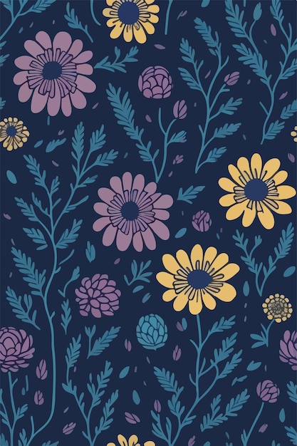 Le caléidoscope des chrysanthèmes Une illustration colorée de motifs floraux
