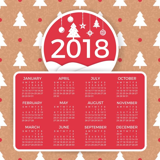 Vecteur calendrier 2018 il peut être utilisé pour web ou imprimer.