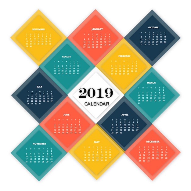 Vecteur calendrier 2019