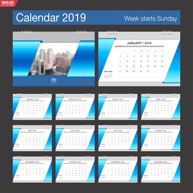 Vecteur calendrier 2019