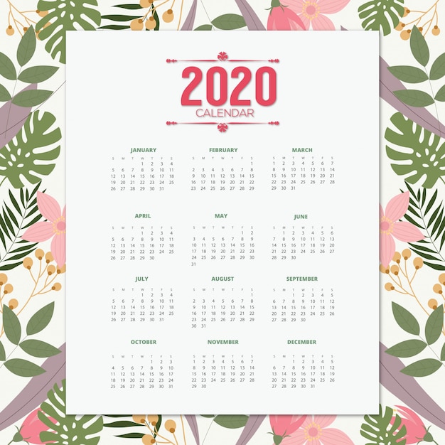 Vecteur calendrier 2020