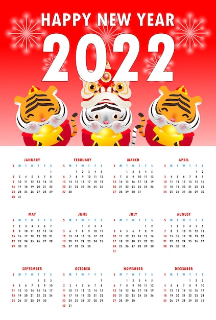 Calendrier 2022 Joyeux Nouvel An Chinois Joyeux Nouvel An Chinois 2022 Année Du Zodiaque Tigre