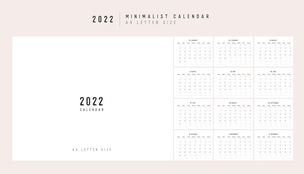 Calendrier 2022 Trendy Style Minimalist Ensemble De 12 Pages Calendrier De Bureau 2022 Impression De Calendrier Minimal