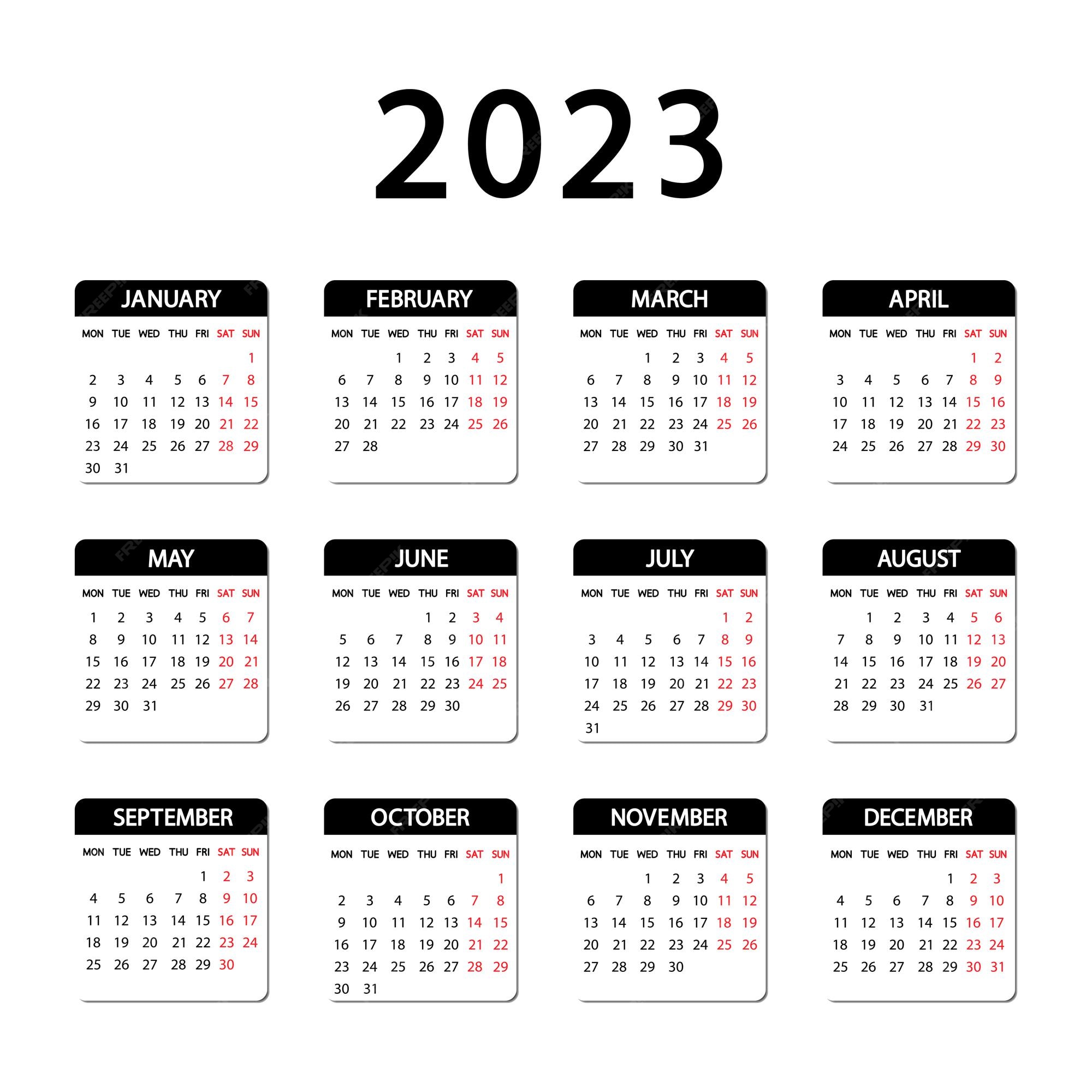 Meses Del Año 2023 Page 32 | Images de Calendrier 2023 Mensuel – Téléchargement gratuit sur  Freepik